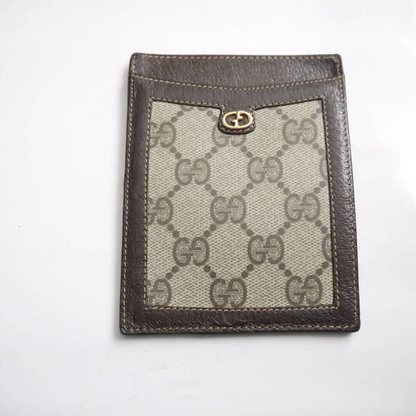 $ 美品 $ 激レア 初期♪■ GUCCI オールドグッチ ■ GG柄 & 本革 レザー製 ・カード入れ カードケース 定期入れ ■ ロゴ ■ ヴィンテージ