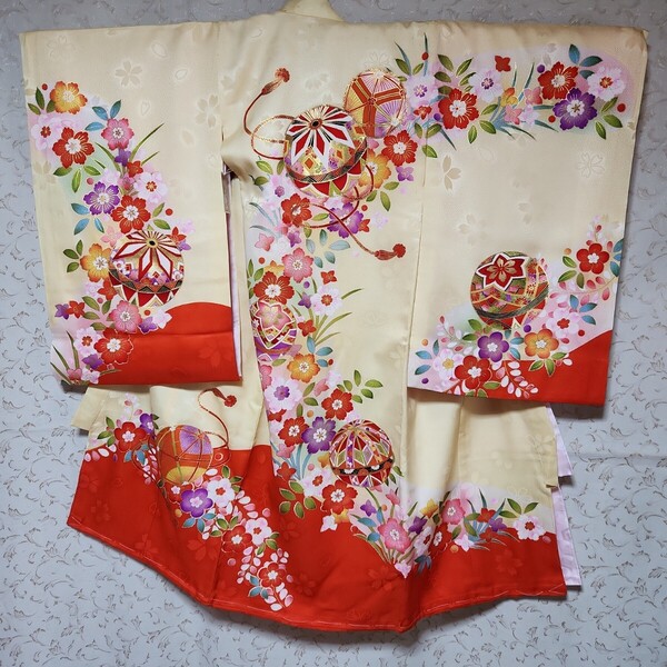 #5-018 (未使用品) 正絹 女児 お宮参り 祝着 きもの