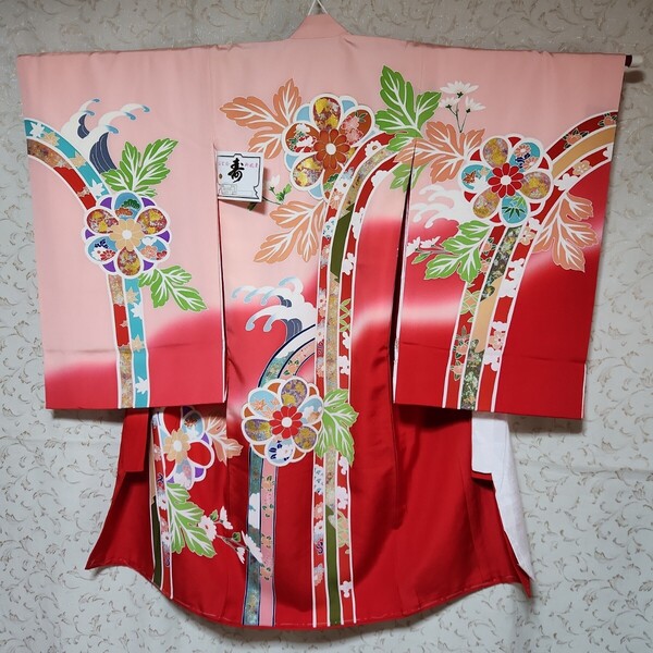 #5-020 (未使用品) 正絹 女児 お宮参り 祝着 きもの