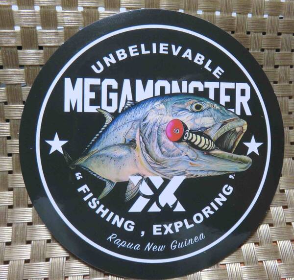 黒円ST◎◆新品■釣り FISHING フィッシング 魚 メガモンスター MEGAMONSTER ステッカー シール■◆アメリカ US自動車 バイク