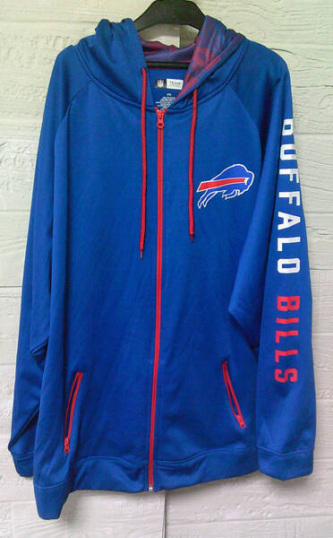 海外XXL激渋■ZUBAZ青赤 闘牛 NFL バッファロー・ビルズ Buffalo Bills フルジップ フードパーカー◆アメリカンフットボール・アメフト