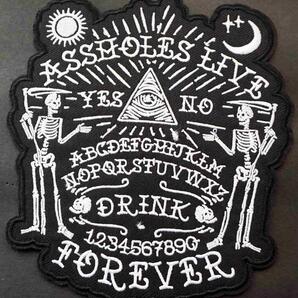 《大型■髑髏門番US真実の目》激渋■ASSHOLES LIVE FOREVER 大鎌 ドクロ◎新品 『髑髏 FOR EVER』刺繍ワッペン■オートバイ バイク 単車