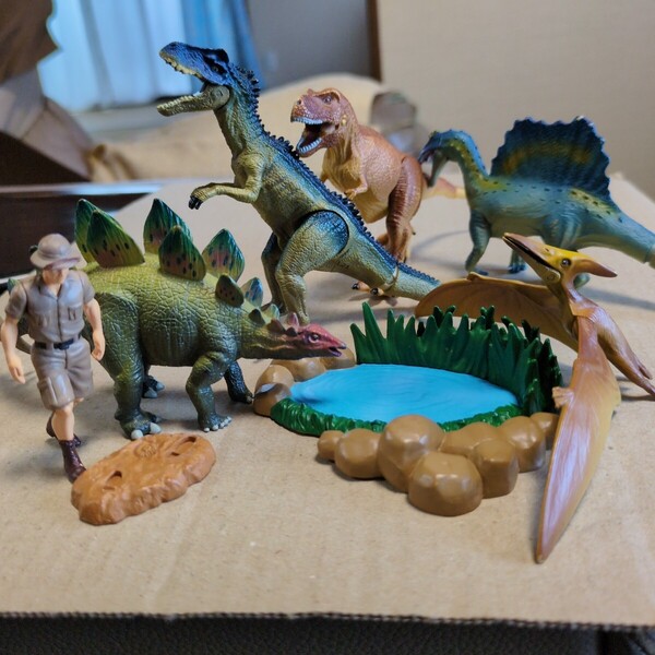★アニア 恐竜 探検家 水辺の情景 フィギュア まとめ売り アロサウルス スピノサウルス プテラノドン ティラノサウルス ステゴサウルス ★