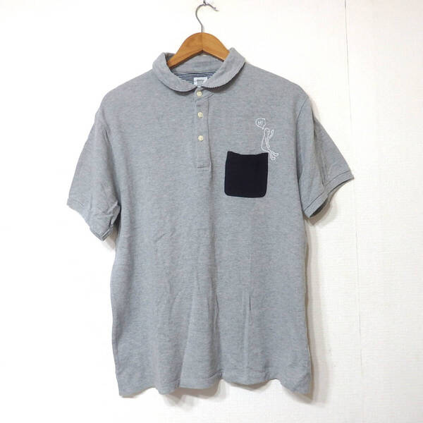 【送料無料】グラニフポロシャツ/グレー Lサイズ ポケット 刺繍 Lサイズ Design Tshirts Store graniph