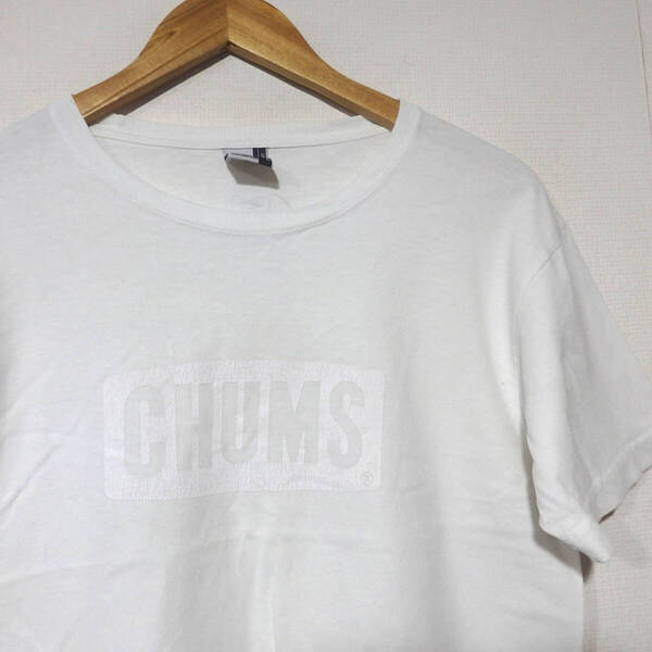 【送料無料】チャムスTシャツ/ロゴデザイン 白 CHUMS Mサイズ アウトドア