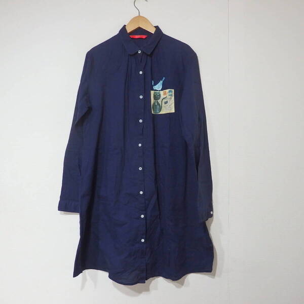 【送料無料】グラニフシャツワンピース/紺色 Design Tshirts Store graniph Fサイズ