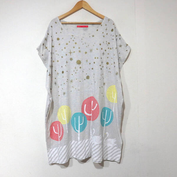 【送料無料】グラニフワンピース/グレー レディースFサイズ 綿ポリエステル混合 Design Tshirts Store graniph