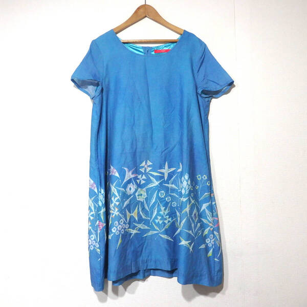 【送料無料】グラニフワンピース/花柄 水色 Design Tshirts Store graniph 森野美紗子