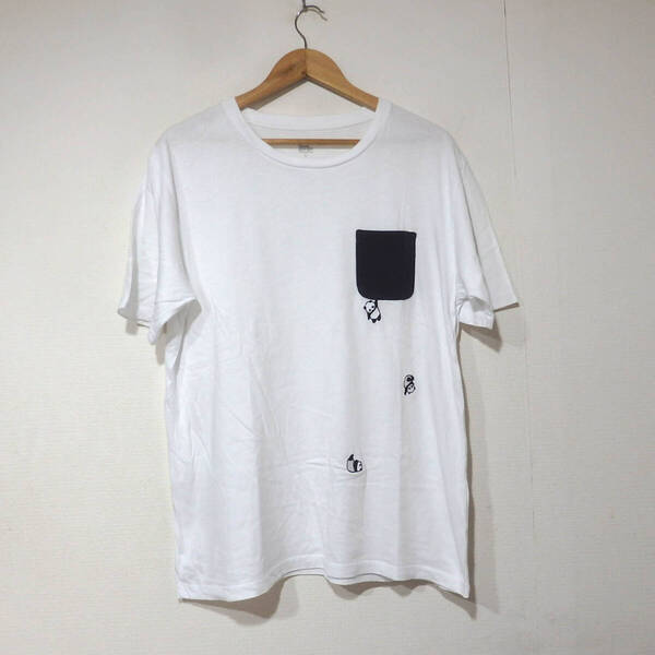 【送料無料】グラニフTシャツ/Lサイズ 刺繍 落下パンダ Design Tshirts Store graniph