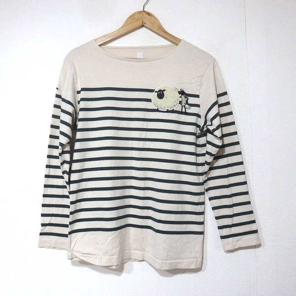 【送料無料】グラニフ×ひつじのショーンTシャツ/上がそで ボーダー ワッペン Design Tshirts Store graniph
