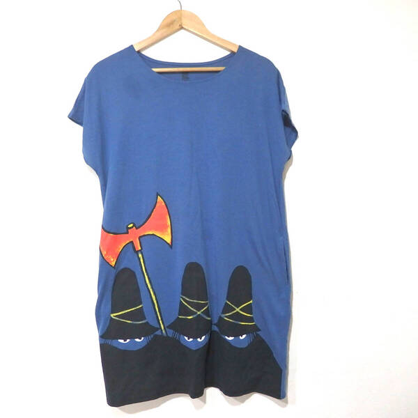 【送料無料】グラニフワンピース/紺色 ややシミあり Design Tshirts Store graniph レディースFサイズ
