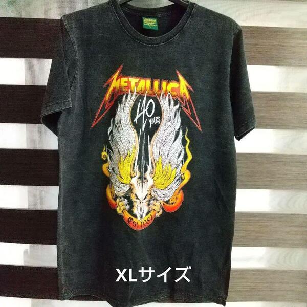 メタリカ 半袖Tシャツ XL バンドT METALLICA ロック メタル パンク 40周年記念 ピグメント ヴィンテージ