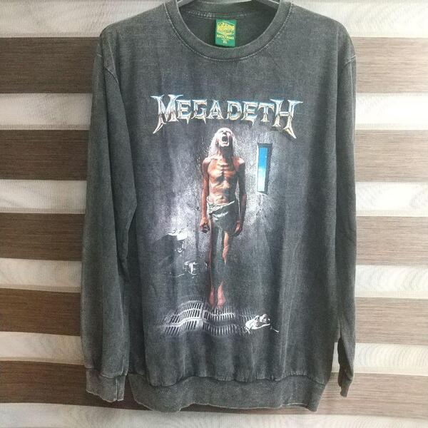 メガデス MEGADETH スウェット 長袖 トップス ヘヴィメタル スラッシュ メタル バンド ロック ロンT トレーナー リブ