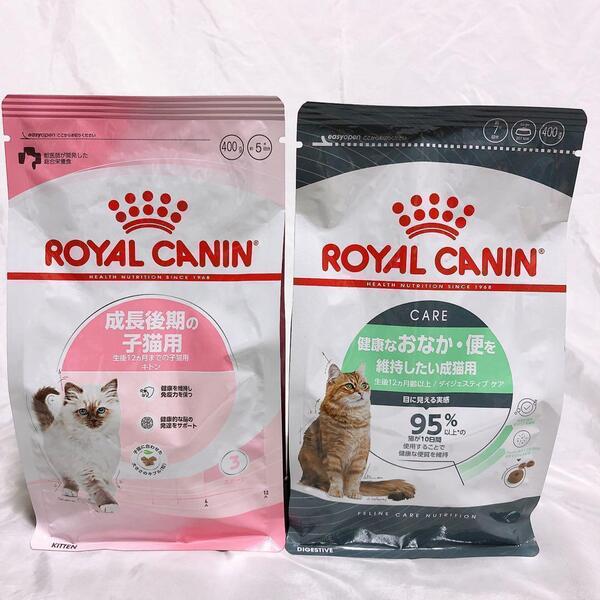 猫まっしぐら ロイヤルカナン 子猫成長後期 と 健康的なお腹 400g1袋ずつ #鍵しっぽネコの森キャットフード