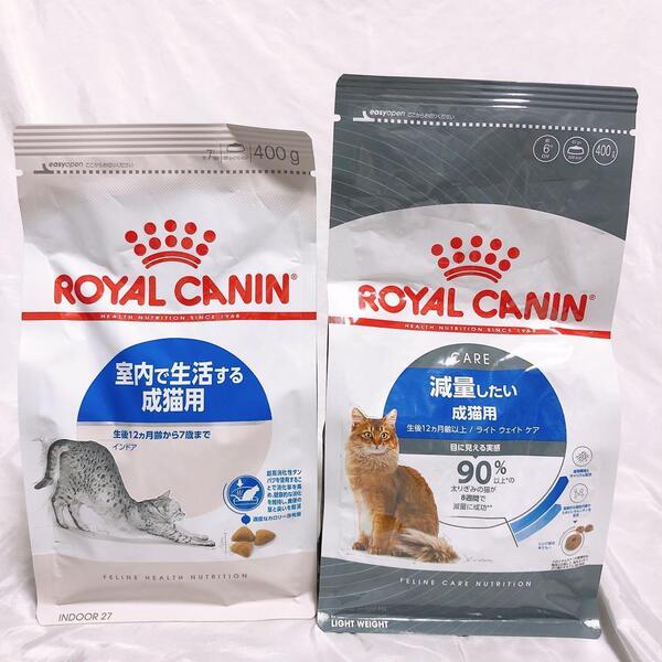 猫まっしぐら ロイヤルカナン 猫 減量 と インドア 400g1袋ずつ キャット ドライ #鍵しっぽネコの森キャットフード