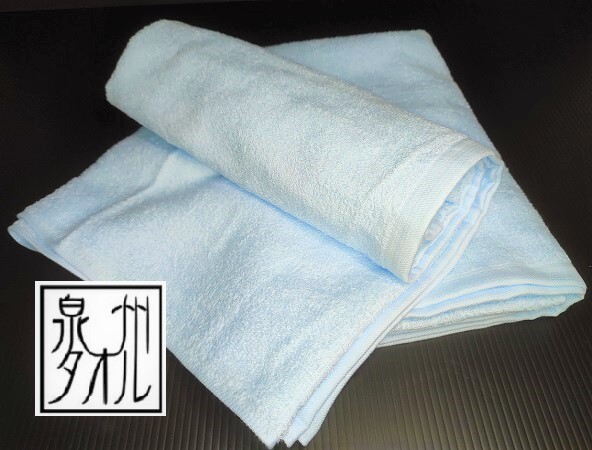 バスタオル 2枚組 泉州タオル ブルー 600匁 総パイル 薄くて扱いやすい 部屋干し 日本製 サウナ 浴用 外湯 湯上りタオル【送料無料】新品