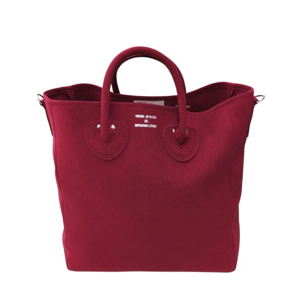 84 W 美品 YOUNG&OLSEN ヤングアンドオルセン ULTRASUEDE D TOTE M MULBERRY ウルトラスウェード トートバッグ レッド系