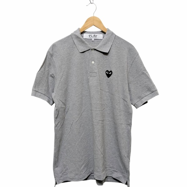 PLAY COMME des GARCONS AX-T078-051 Unisex PoloTOP GRAY プレイ コムデギャルソン ハート ポロシャツ グレー サイズ XL
