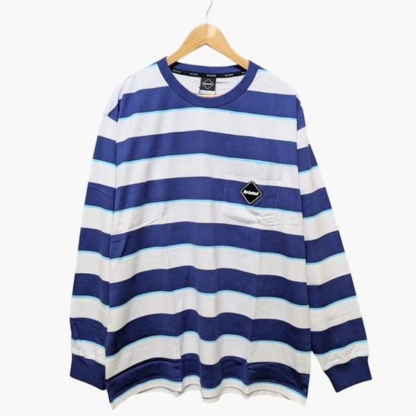 未使用品 F.C.R.B. F.C.Real Bristol BORDER POCKET TEE FCRB-210070 フロントパッチボーダー ロンT ホワイト ブルー サイズ XL