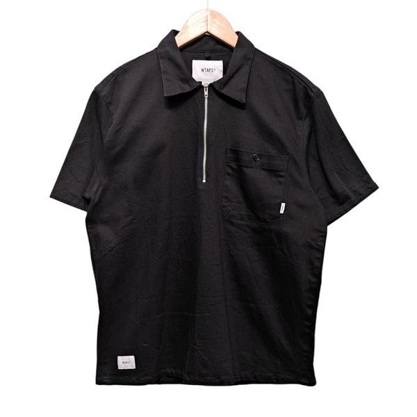 WTAPS ダブルタップス コットンツイルハーフジップシャツ 半袖シャツ ワークシャツ ブラック 191GWDT-SHM03 サイズ 3