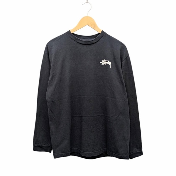 00s OLD STUSSY オールドステューシー ロンT 長袖Tシャツ ゴールド8ボール バックプリント ブラック 古着 OLD サイズ M