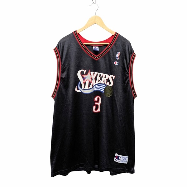 90s Champion チャンピオン NBA IVERSON アレン・アイバーソン ユニフォーム バスケシャツ タンクトップ ブラック サイズXL