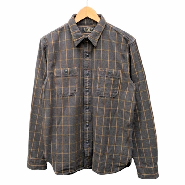 RRL Plaid Twill Workshirt ダブルアールエル ラルフローレン 782959622001 マチ付き ネルシャツ ブラウン系 サイズS
