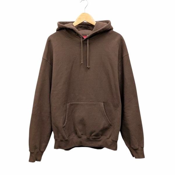 24FW SUPREME Satin Applique Hooded Sweatshirt スウェットシャツ パーカー フーディ ブラウン サイズ L
