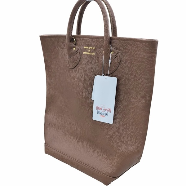 90 未使用品 YOUNG&OLSEN ヤングアンドオルセン EMBOSSED LEATHER HAVERSACK M BROWN 2WAY ブラウン トート ショルダーバッグ