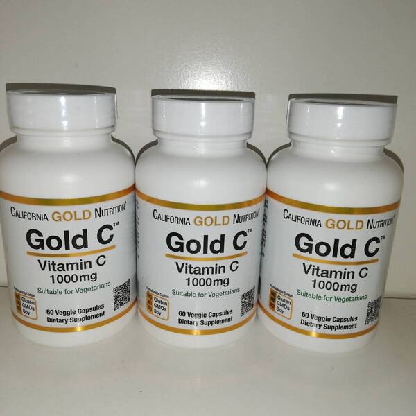 【3個セット】Gold C ビタミンC 1000mg 60粒 アスコルビン酸 California Gold Nutrition【新品・送料込】