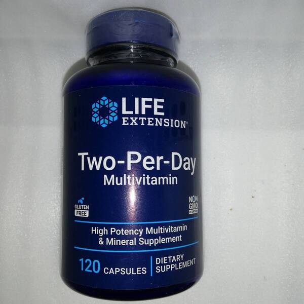 ツーパーデイ Two Per Day マルチビタミンミネラル V2 鉄抜き 120カプセル Life Extension【新品・送料込】
