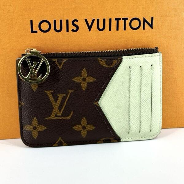 美品 ルイヴィトン M82939 ポルトカルト ロミー グリーン カードケース LOUIS VUITTON モノグラム ゴールド フラグメントケース コイン