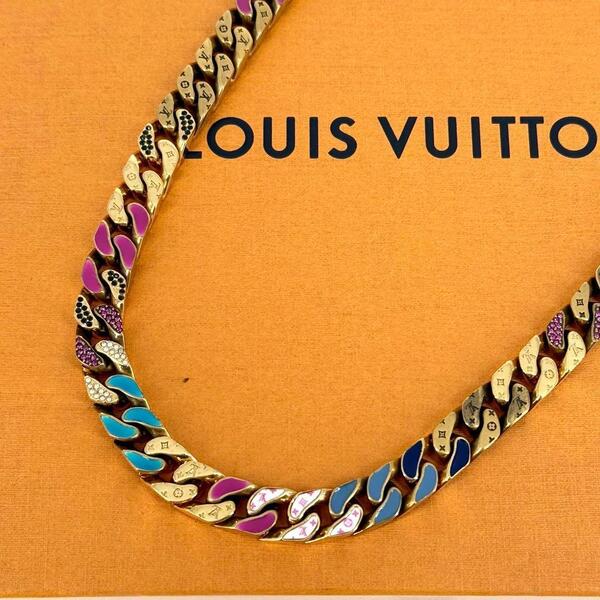 希少 ルイヴィトン コリエ チェーンリンクス パッチーズ チェーン ネックレス MP2772 モノグラム ラインストーン LV LOUIS VUITTON コリエ