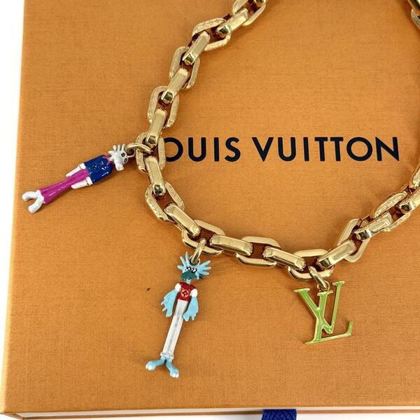 美品 ルイヴィトン ネックレス コリエ チェーン アニマルズ MP2925 ゴールド LOUIS VUITTON モノグラム ヴァージル アブロー カラー LV
