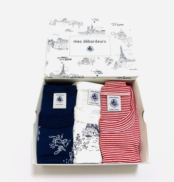 送料込み 未使用 プチバトー 4ans 104cm ノースリーブシャツ 3枚セット キッズ ベビーPETIT BATEAU 肌着 パリ
