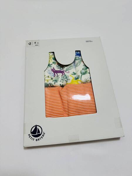 送料込み 未使用 プチバトー 4ans 104cm ノースリーブシャツ 2枚セット キッズ ベビーPETIT BATEAU 肌着 オレンジ