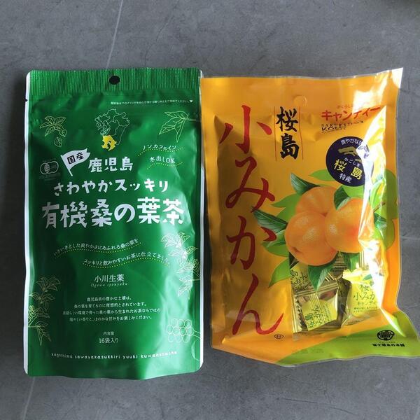 九州お土産新品2点セット 有機桑の葉茶 16袋入り 小川生薬 桑の葉茶 & 小みかんキャンディ お茶 国産 鹿児島