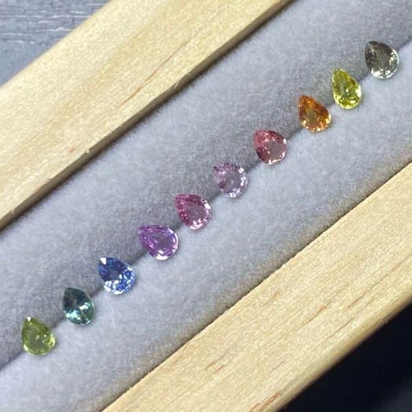 サファイア 10pc 1.89ct ペアシェイプ マダガスカル産 コランダム sapphire 天然石 セット ルース 非加熱 可能性