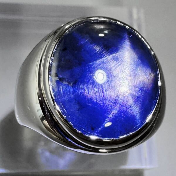リング Pt900 天然スターサファイア 10.96ct 13.38g ソ付 ロイヤルブルーカラー 非加熱 sapphire コランダム プラチナ 印台