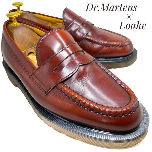 ☆即決・送料無料☆【希少・英国製】Dr.Martens×Loake レザーコインローファー 茶 ブラウン 24.5cm 革靴 ビジネスシューズ 本革 メンズ