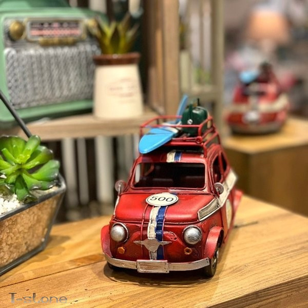 ブリキ ミニチュア ハワイアンレトロカー フィアット500 お洒落 インテリア アンティーク クラシックカー アメリカン雑貨 雰囲気作り