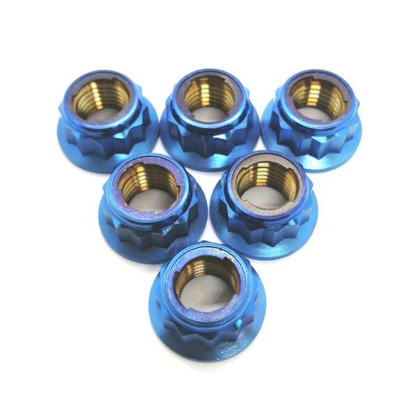64チタン 12ポイント フランジ ロックナット M10 P1.25 6個 チタン合金 Ti6Al4V 12角 バイヘックス スプロケット