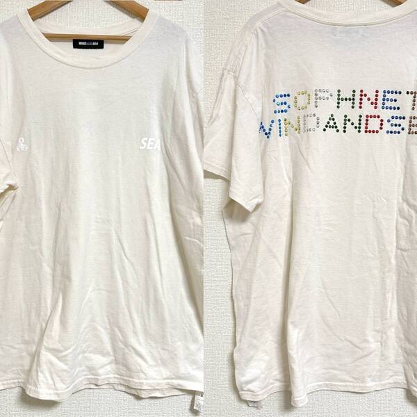 SOPHNET.×WDS ウィンダンシー 2020 WIND AND SEAコラボ ラインストーンスコーピオンTシャツ バックロゴ ワンポイント ベージュ L Y0300