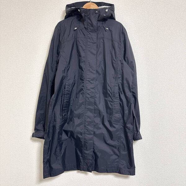 L.L.Bean エルエルビーン レディース フーディレインコート 268313 ロング丈 ナイロンジャケット マウンテンパーカー ブラック Y0329 S