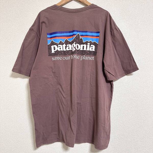 Patagonia パタゴニア P-6ミッション オーガニックコットン バックプリントTシャツ 37529 レギュラーフィット M ブラウン Y0355
