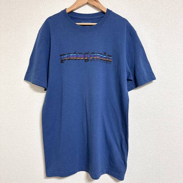 Patagonia パタゴニア メンズ Text Logo Tee 38862 テキストロゴ リサイクル コットン/ポリ ロゴTシャツ 半袖 ブルー S Y0372