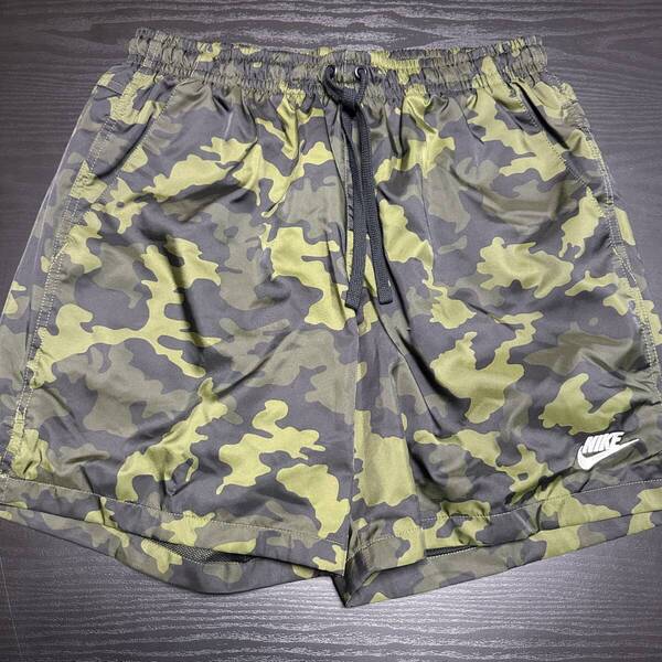 NIKE ナイキ メンズ CE FLOW CMO CJ4551-331 ウーブン ショートパンツ スポーツウェア L カモフラ柄 グリーン Y0376