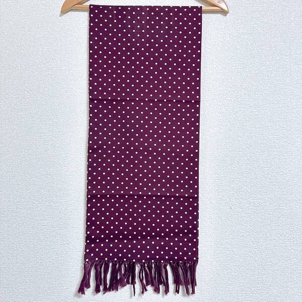 美品 COMME des GARCONS HOMME コムデギャルソンオム 80s ヴィンテージ スモールドット フリンジ付きストール バーガンディ Y0381