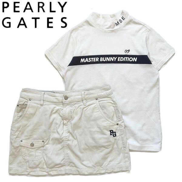 【送料無料】パーリーゲイツ マスターバニー セットアップ レディース 上下 ゴルフ GOLF Pearly gates 1 M シャツ スカート 白