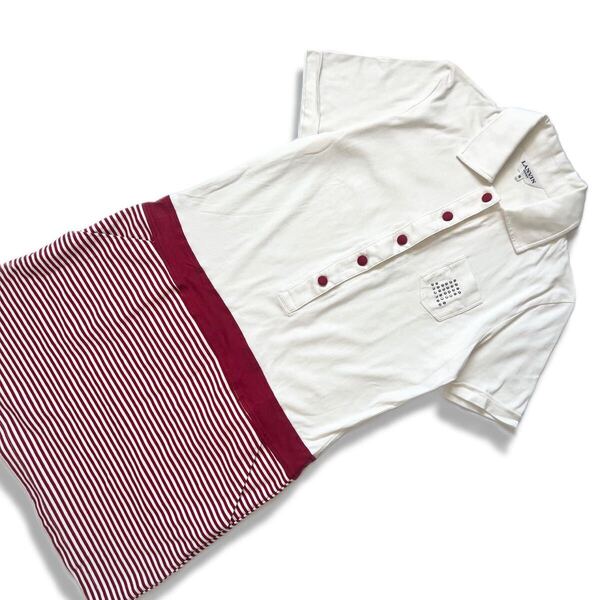 【送料無料】LANVIN SPORT ランバンスポール ポロシャツ ワンピース ゴルフ 38 M GOLF レディース 半袖 スカート ボーダー